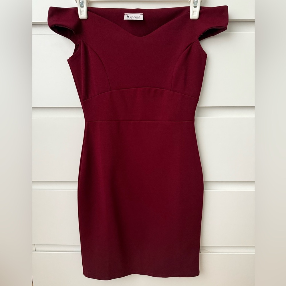Off-Shoulder Burgundy Mini Dress